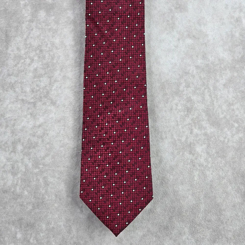 Murano Red Black Gray Polka Dot Geometric Executive Silk‎ Neck Tie Men's